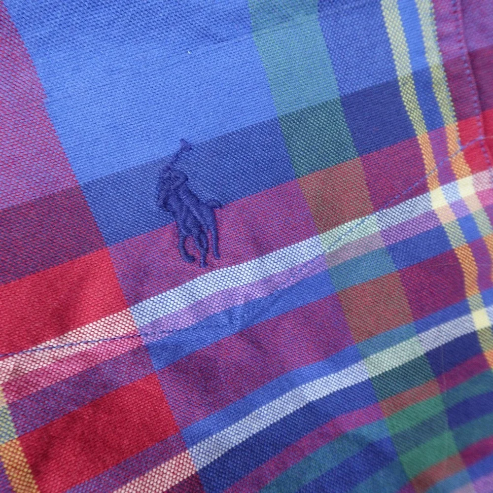Polo Ralph Lauren Shirt Mens 3XB Red Blue Plaid Short Sleeve Button Up Pony Logo